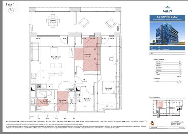 Appartement F3 à vendre  3 pièces - 78,80 m 2   DUNKERQUE  - 59