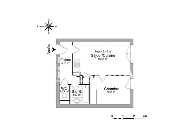 Location Appartement meublé 2 pièces 34.78 m² - 16 RUE AUGUSTE RENOIR Limoges 87000