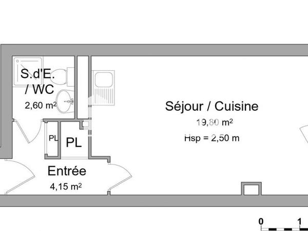 Location Studio 26.55 m² - 8 TRAVERSE BRONZET Marseille 13008