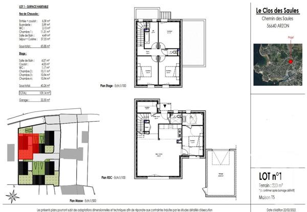 Maison à vendre  5 pièces - 109,14 m2 ARZON - 56