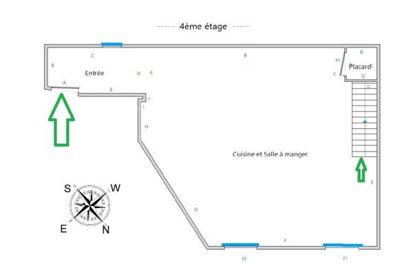 Puteaux, Mairie - Rue Paul Bert, 2 pièces 4e étage