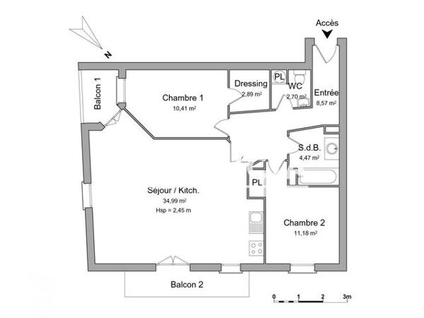 Location Appartement 3 pièces 75.21 m² - PALAIS CARNOT Draguignan 83300
