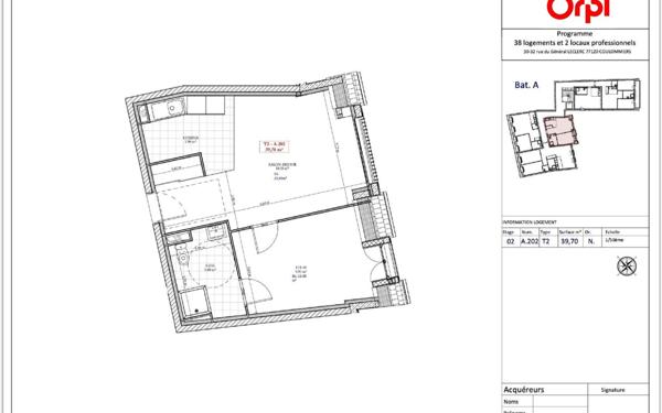 Appartement à vendre    2 pièces • 39,70 m2 Coulommiers