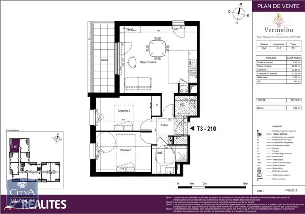 Appartement à louer 3 pièces 65.76m²
