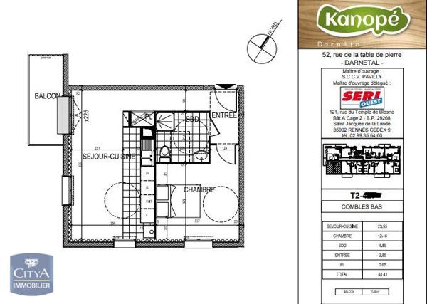 Location appartement Darnétal (76160) 2 pièces 44.1m²