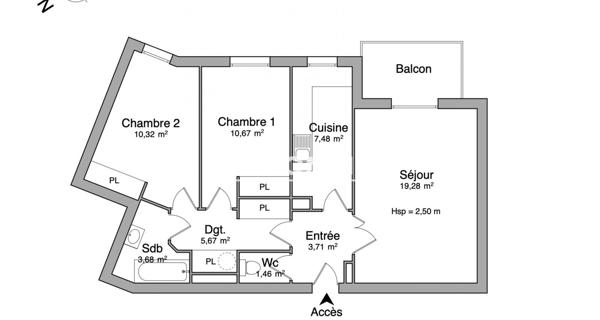 Location Appartement 3 pièces 62.27 m² - Cergy 95000