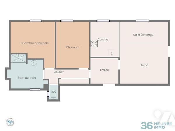 Situé au premier étage d'un petit immeuble en pierre, cet appartement de caractère bénéficie d'...