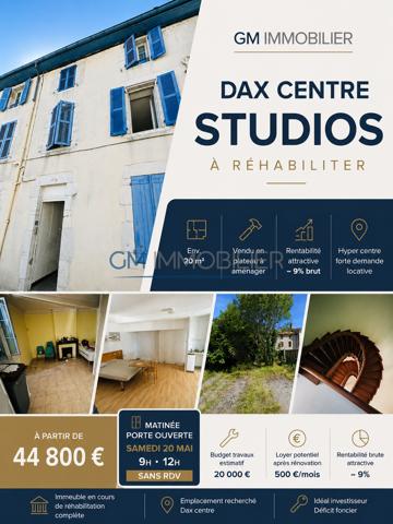 DAX CENTRE – STUDIO À RÉHABILITER – SPÉCIAL INVESTISSEUR – FORTE RENTABILITÉ
