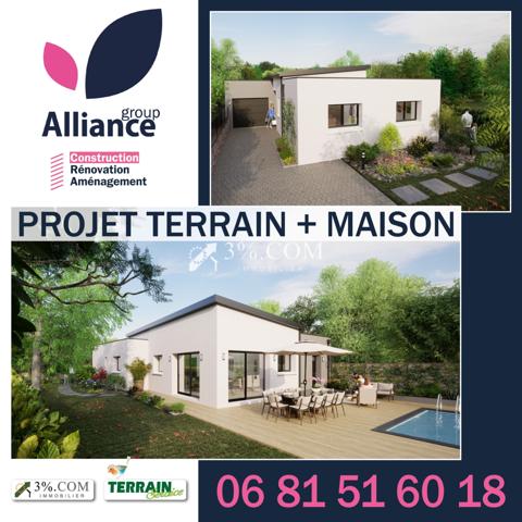 MAISON T5 Plain-pied 109 m² sur TERRAIN 752 m² centre-ville Savenay (44260)