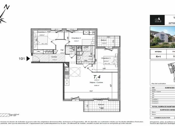 Appartement à vendre  4 pièces • 90,55 m2 Perros-Guirec