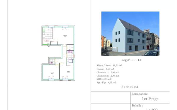 Appartement à vendre    3 pièces • 70,10 m2 Coulommiers