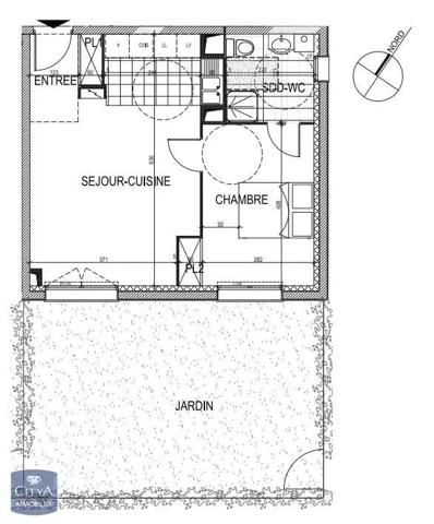 Appartement à louer 2 pièces 44.07m²