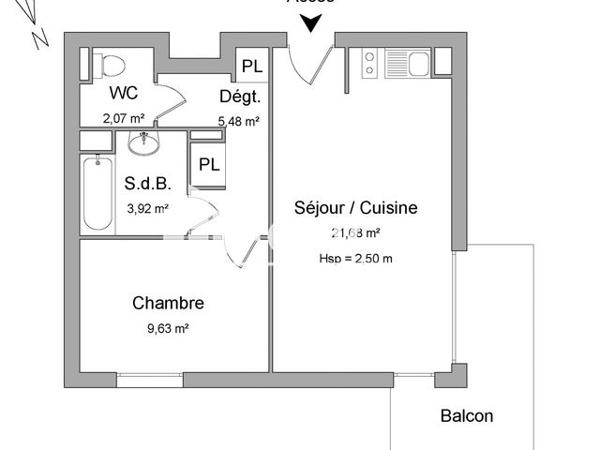 Location Appartement 2 pièces 42.8 m² - 72 TER BD ALSACE LORRAINE Pamiers 09100