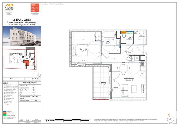 Appartement à vendre 2 pièces 46 m² Genas