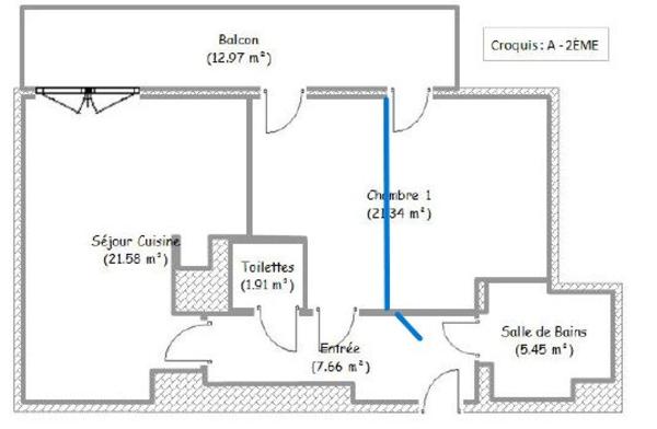 T2/T3 avec balcon et place de parking