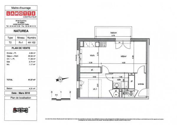 Appartement à louer 2 pièces - 41 m²