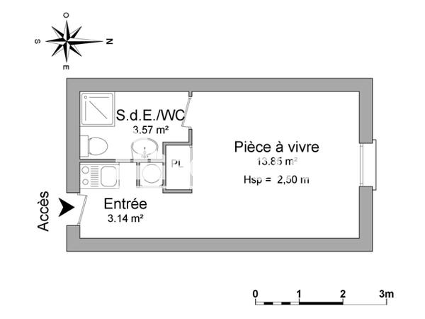 Location Studio 20.56 m² - 251 CHEMIN DE SUZON Talence 33400
