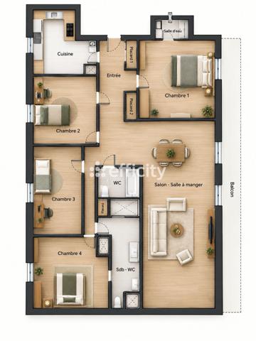 Appartement
         5 pièces
        - 122 m² 265 000 €*