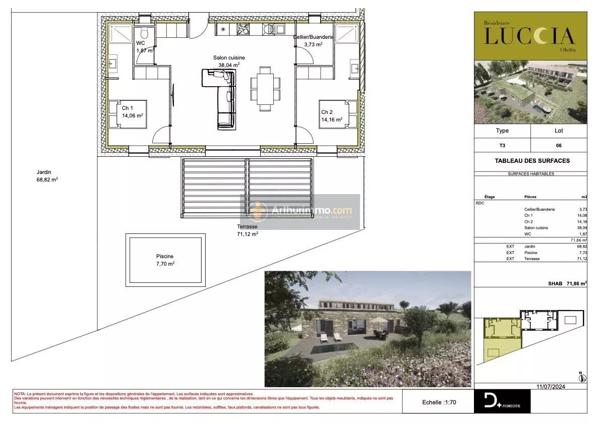 Vente Maison 3 pièces 71 m2 à Oletta