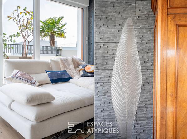 Appartement en dernier étage avec terrasse face à la Seine