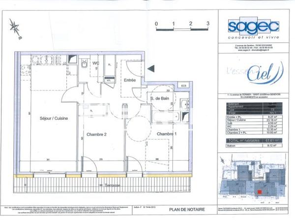 À vendre Appartement 3 pièces 61 m² - Saint-julien-en-genevois 74160