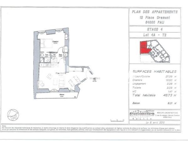 Location Appartement 2 pièces 47.8 m² - 12 PLACE GRAMONT Pau 64000