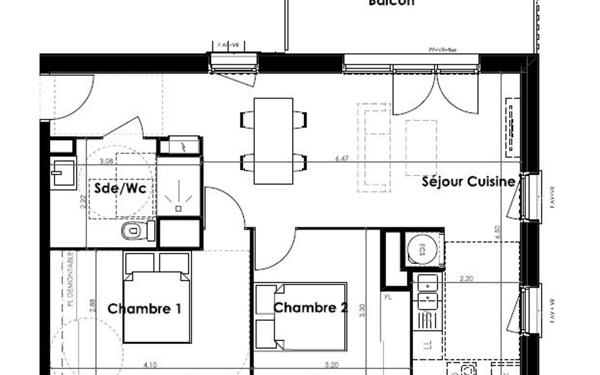 Appartement à vendre    3 pièces • 59,53 m2 Villenave-d'Ornon