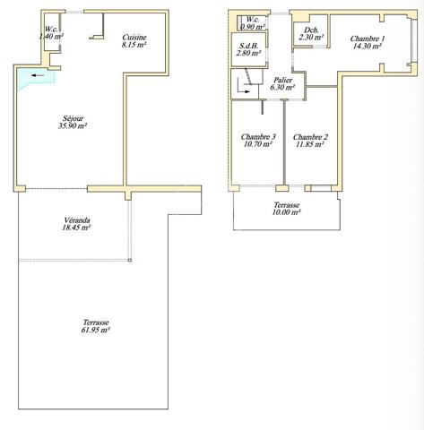 Appartement Duplex 4 pièces à louer avec vue mer et montagnes à Saint Laurent du Var