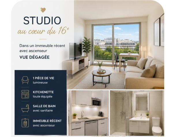 Appartement grand studio 75016