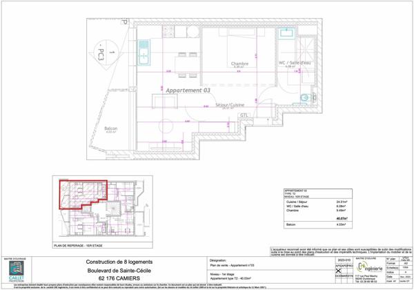 Appartement à vendre    2 pièces • 40,07 m2 Camiers