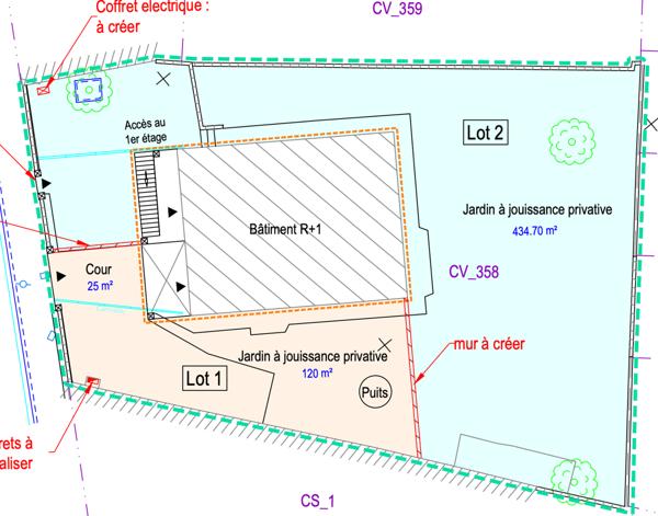 Appartement à l'étage d'une maison divisée en 2 lots (avec terrain)