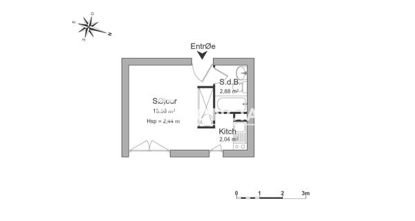 Location Studio 18.48 m² - Bordeaux 33000