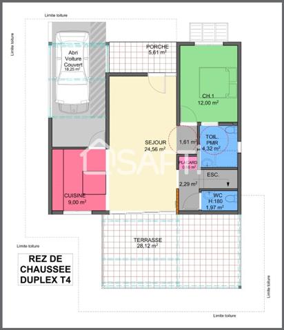 Villa de type F4 de 142m² y compris terrasse.