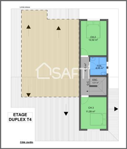 Villa de type F4 de 142m² y compris terrasse.