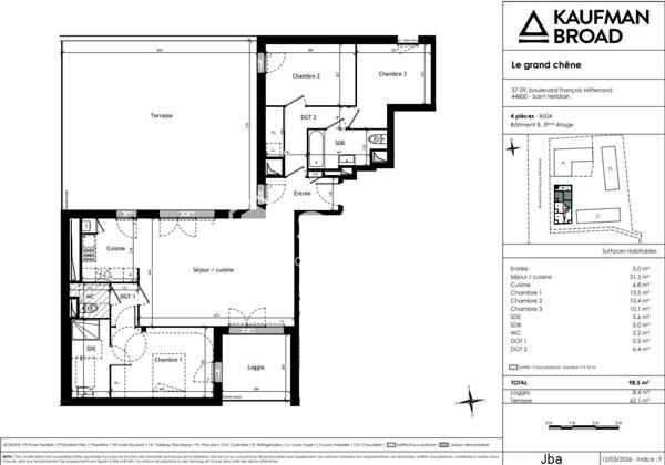 T4 neuf avec terrasse de 62 m²