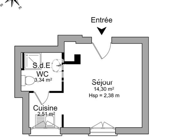 Location Studio 20.15 m² - 84 boulevard de la Libération Saint Nazaire 44600