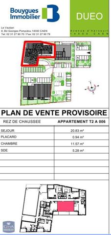 Location appartement Caen (14000) 2 pièces 38.62m²