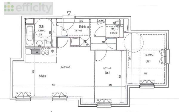 Appartement 3 pièces - 61 m² Exclusivité efficity