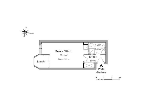 Location Studio 23.15 m² - 123 RUE DE LA CHENAIE Montpellier 34090