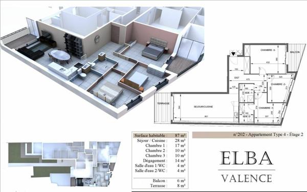 Appartement à vendre    4 pièces • 87 m2 Valence