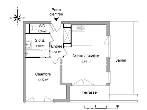 Location Appartement 2 pièces 44 m² - 64 RUE DANIEL MAYER Tours 37100