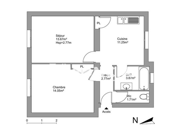 Location Appartement 2 pièces 47.32 m² - 51 RUE MARX DORMOY Grenoble 38000