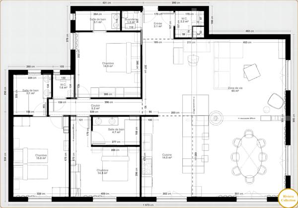 Cannes (06400) Cannes – Croisette – Carré d’Or Appartement à rénover – 143 m² – Vue mer panoramique