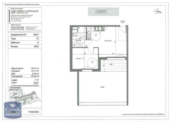 Appartement à louer 2 pièces 43.93m²