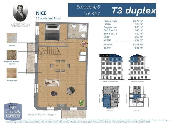 Appartement à vendre 3 pièces 69.05m²
