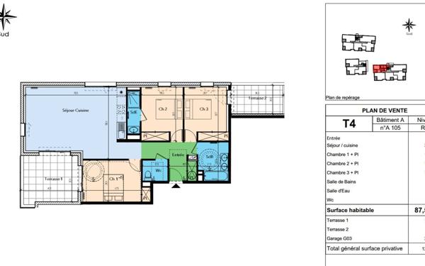 Appartement à vendre    4 pièces • 87,50 m2 Lapalud