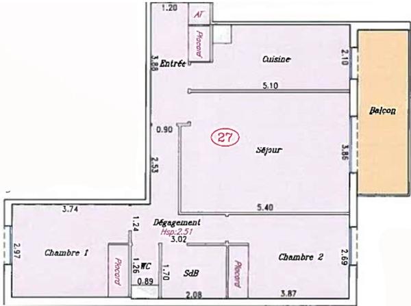 Appartement 3 pièces - 68 m²