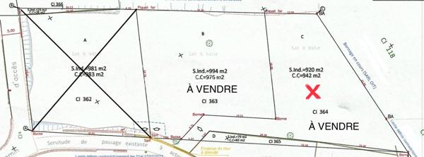 Terrain de 920 m²