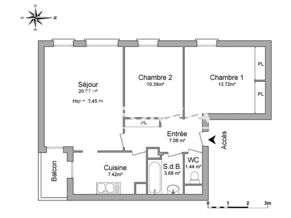 Location Appartement 3 pièces 64.4 m² - 130 RUE DU FBG BANNIER Orleans 45000