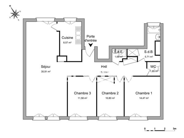 Location Appartement 5 pièces 103.96 m² - 8 PLACE JACQUES LELIEUR Rouen 76000